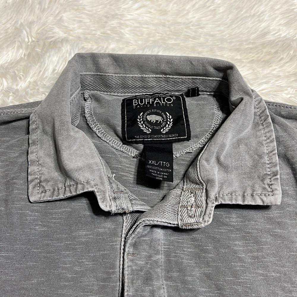 Buffalo David Bitton gray cotton polo shirt Size XXL - Picture 4 of 12